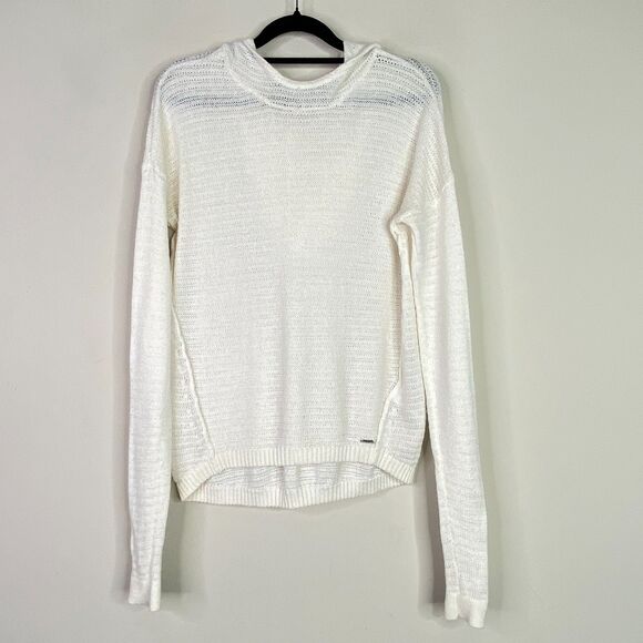 Abercrombie & Fitch Tops - Abercrombie & Fitch White Lightweight Knit Hooded Sweater